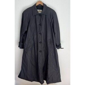 Vintage Aquascutum London Men's Dark Gray Geometric Pattern Trench Coat Medium